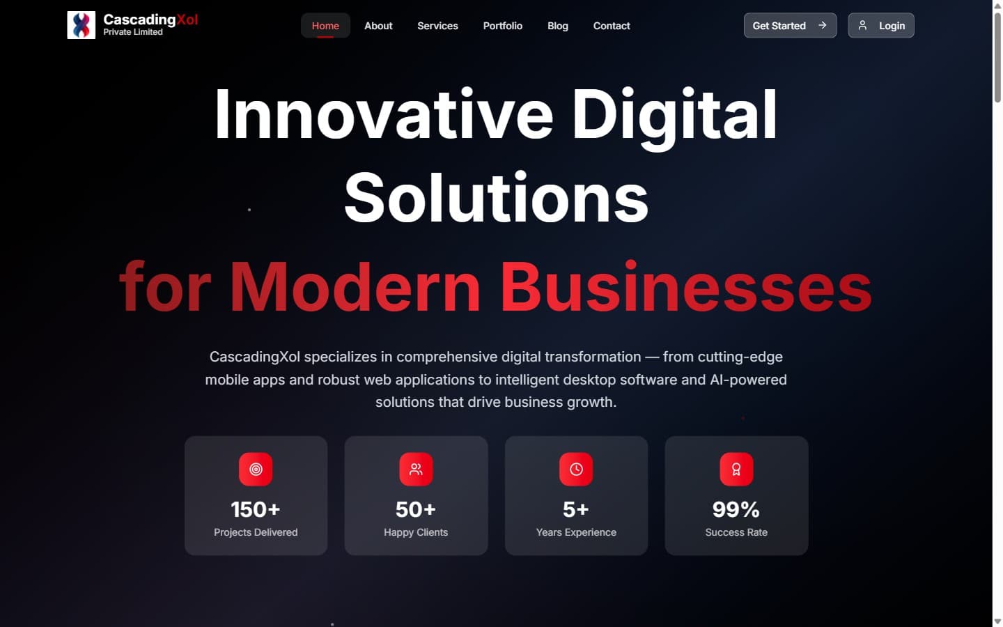 CascadingXol — Software House Website built by DevKey Technologies