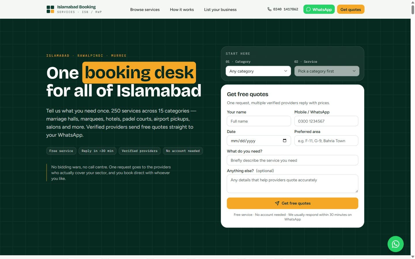 Islamabad Booking Services — Local Services Marketplace built by DevKey Technologies