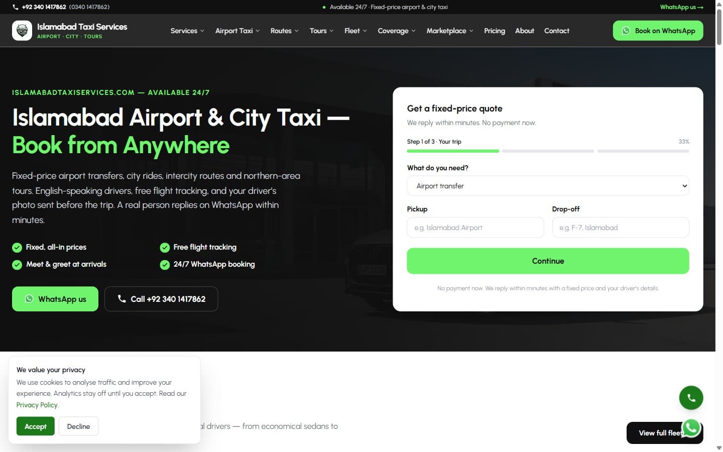 Islamabad Taxi Services — Booking & Transport built by DevKey Technologies