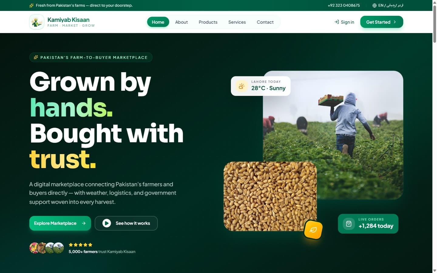 Kamiyab Kisaan — Agri-Commerce Marketplace built by DevKey Technologies