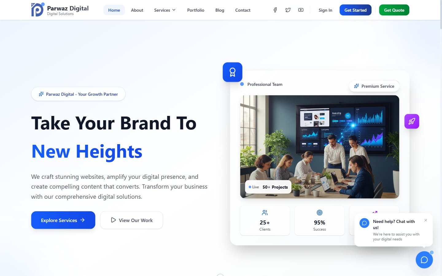 Parwaz Digital — Agency Website built by DevKey Technologies