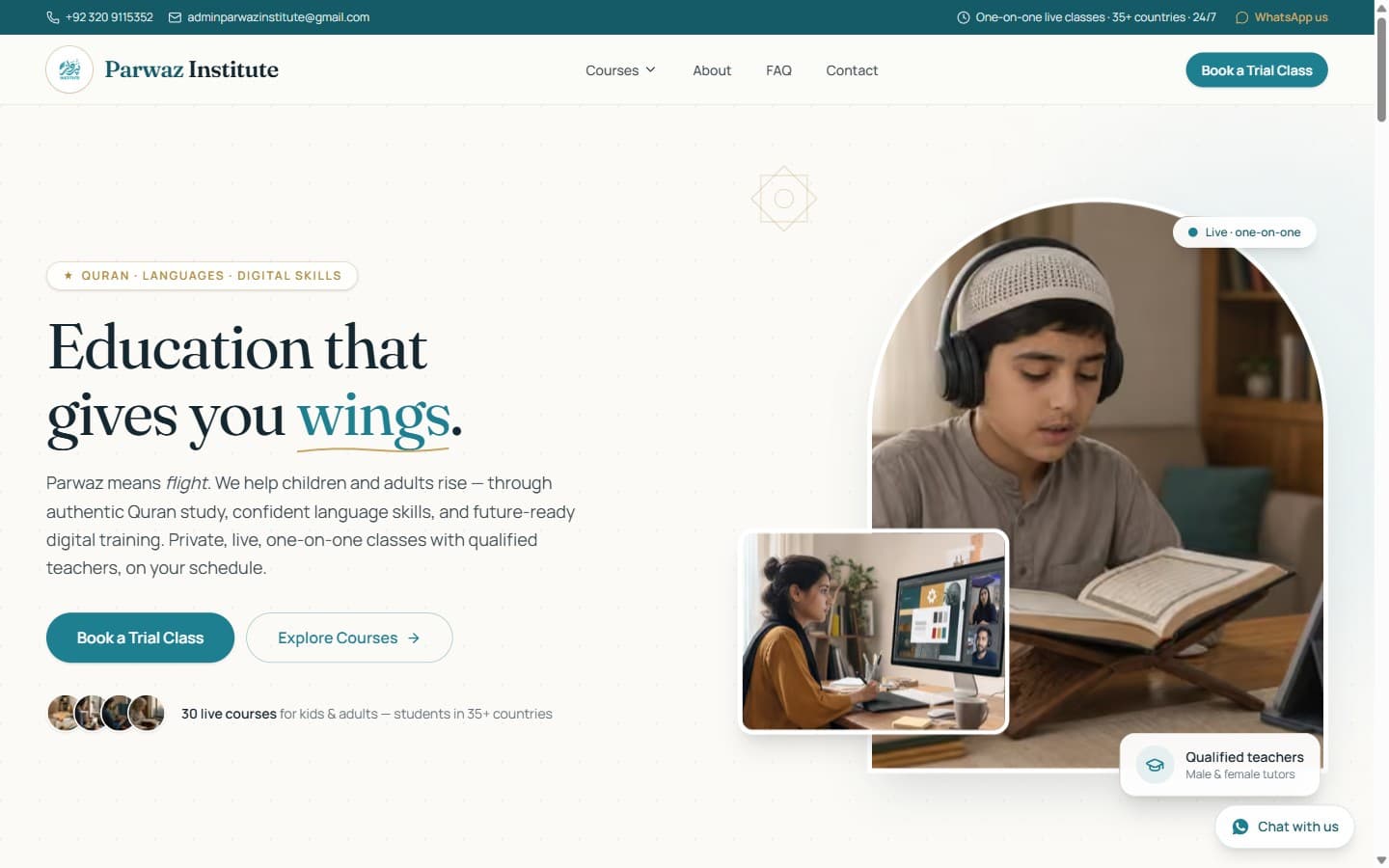Parwaz Institute — Online Education Platform built by DevKey Technologies